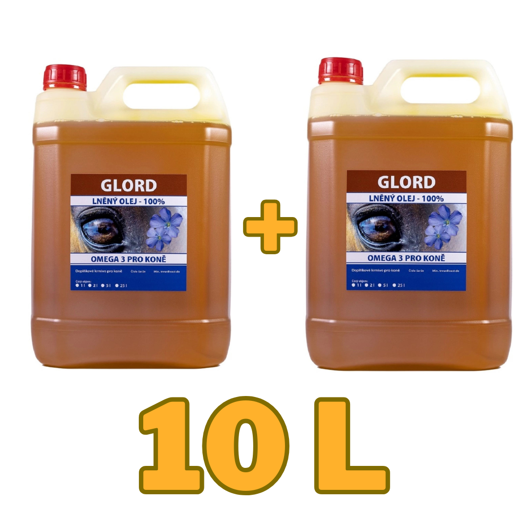 2x Lněný olej pro koně Glord 5l