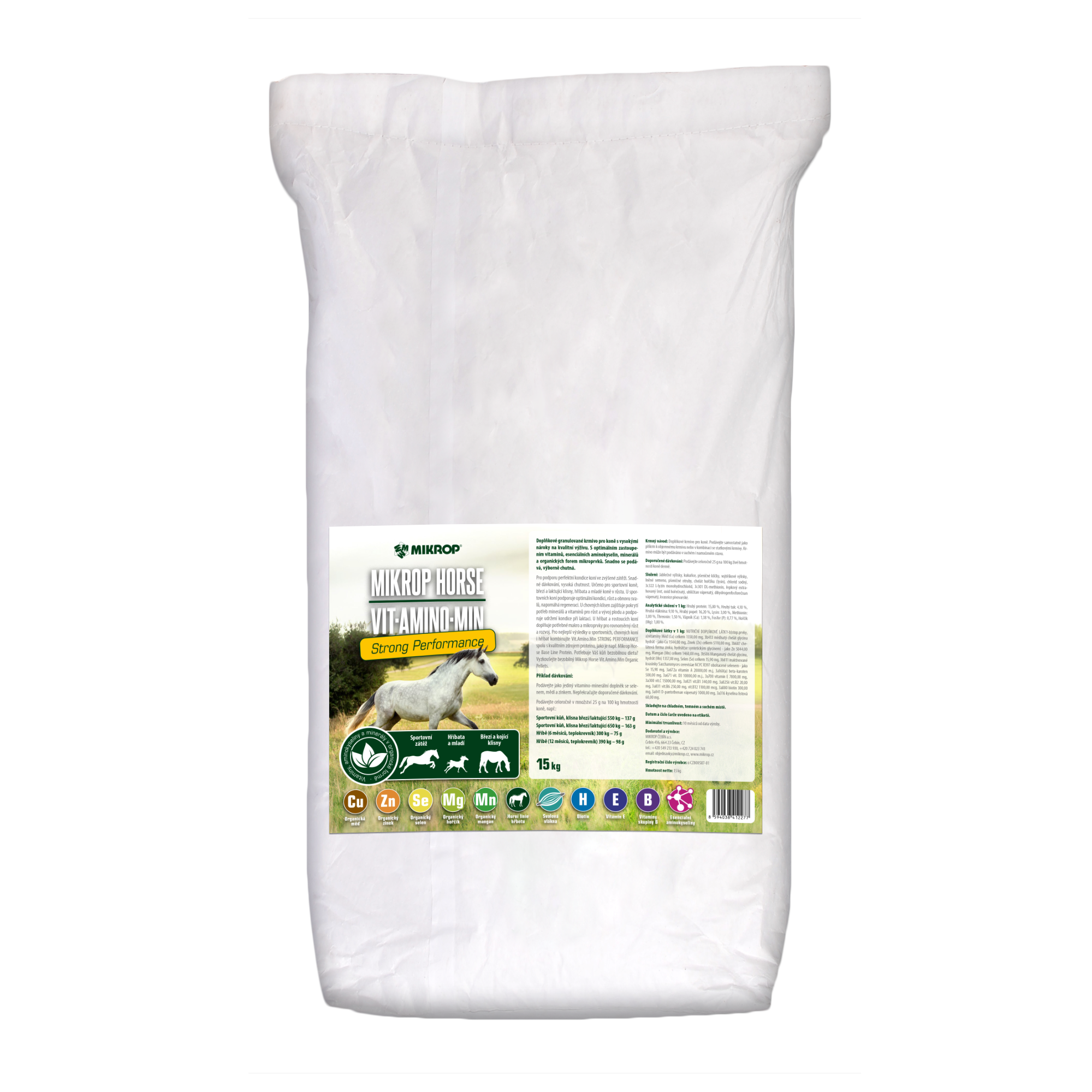 Mikrop® Horse VIT.AMINO. granulovaná minerálka STRONG PERFORMANCE 15 kg