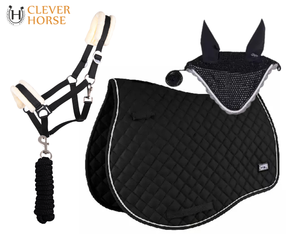 SET dečka + čabraka + ohlávka + vodítko ČERNÁ