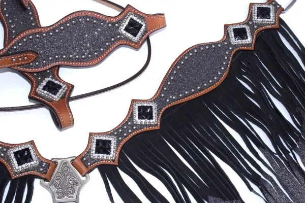 Westernový set SHOW STRAPS uzdečka s otěžemi+poprsník