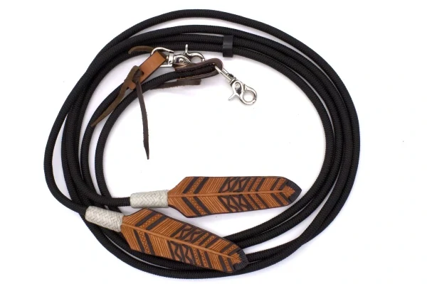 Barevné westernové otěže s koženým kousátkem