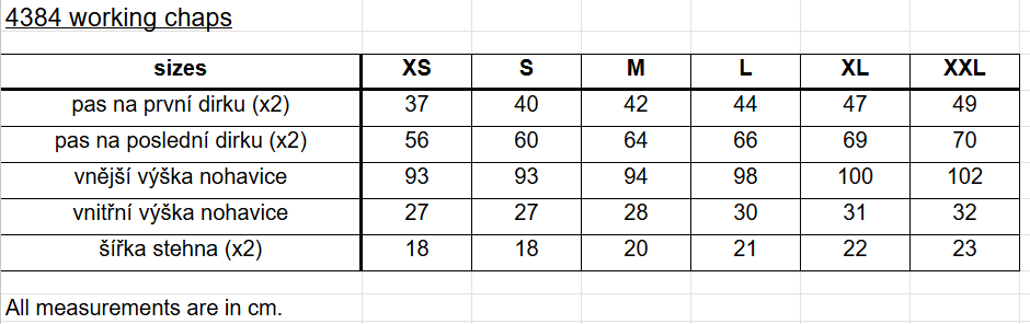 Westernové dlouhé chapsy bez třásní