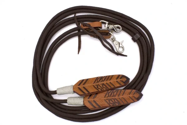 Barevné westernové otěže s koženým kousátkem