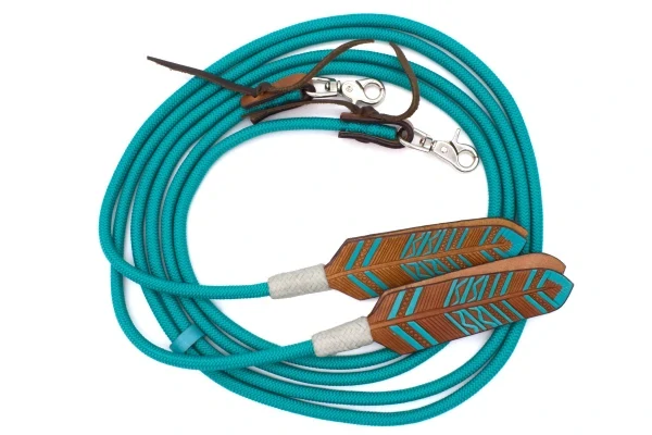 Barevné westernové otěže s koženým kousátkem
