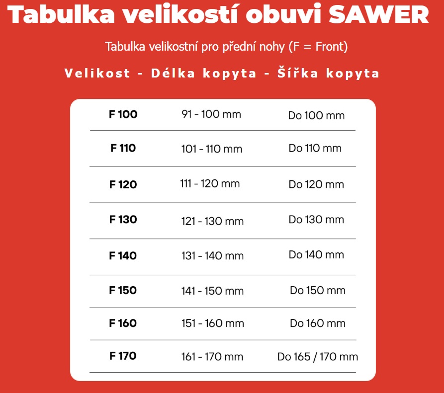 ZKUŠEBNÍ Boty pro koně SAWER Master na přední Slim FS130 